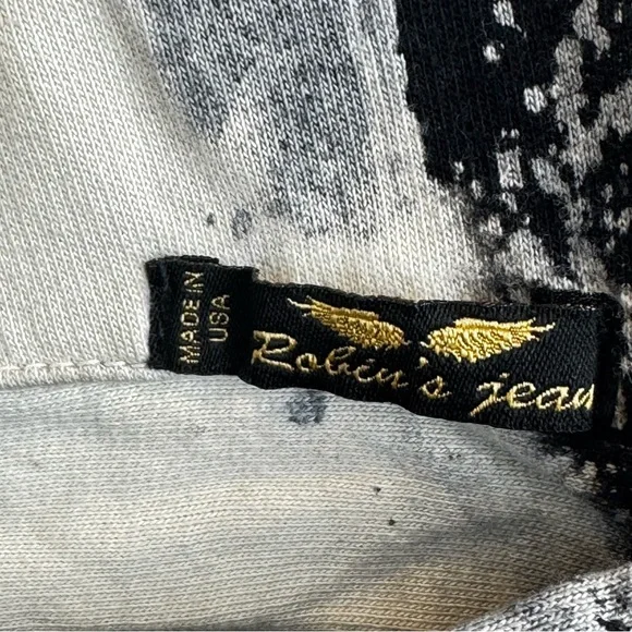 Men's Robins Jeans Sweatpants Galatic Black and White Abstract Joggers Sz S - Picture 8 of 11